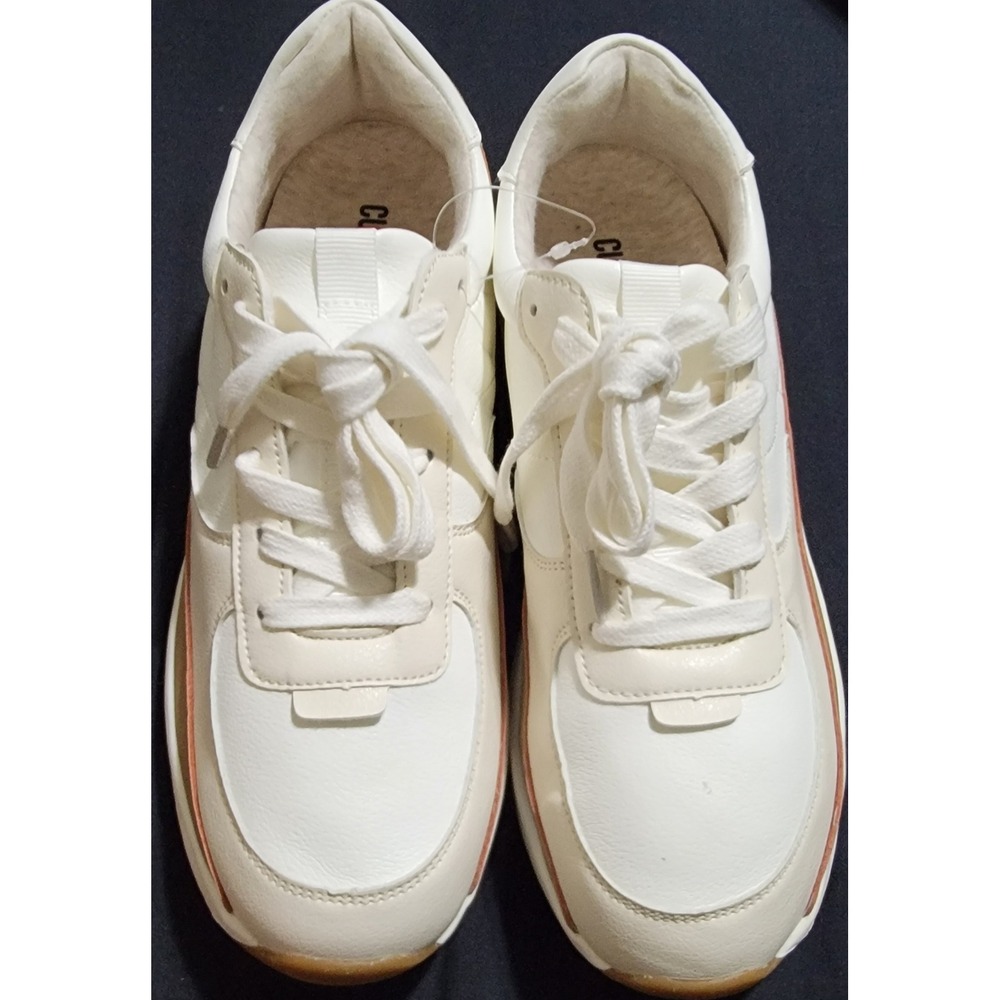 CLOUDNAIRE Women's White Tan Chunky Sole Fashion‎ Sneakers Size 10